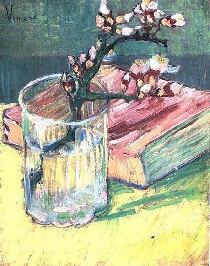 Vincent Van Gogh Blossoming Almond Branch in a Glass with a Book oil painting picture